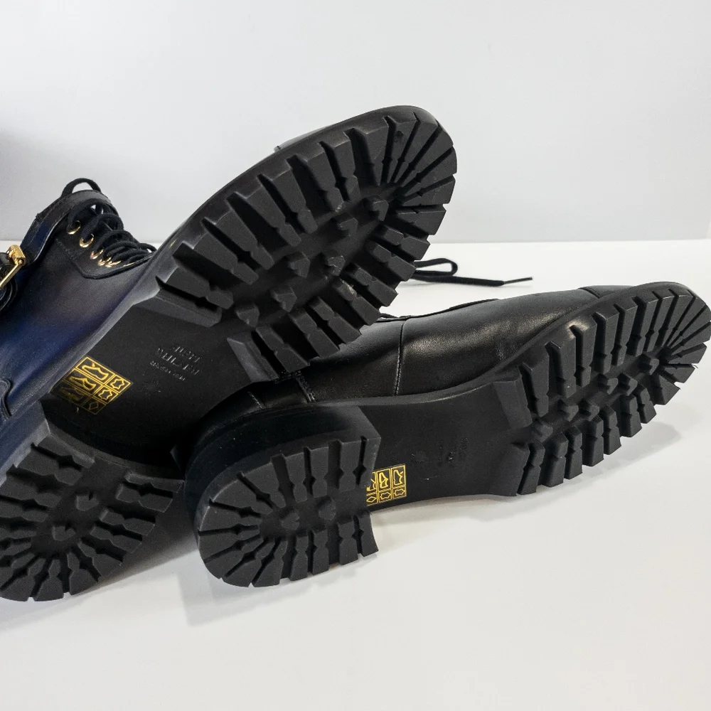 Stuart Weitzman Thalia Combat Boots Black -7 - Picture 4 of 5